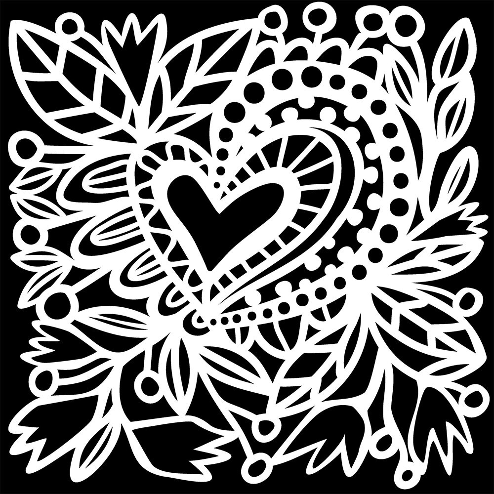 Crafter's Workshop, Stencil, 6"x6", Botanical Hearts